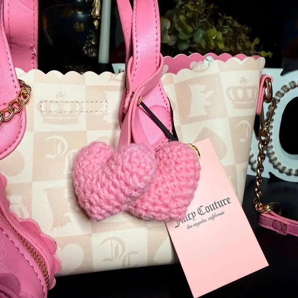 Juicy Couture Sweet Break Time Mini Tote Sandstone Pink Crossbody Charm Set NWT